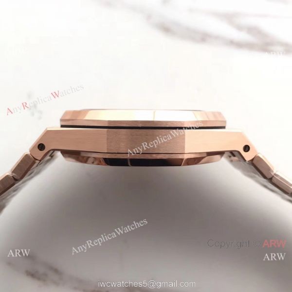 JH Copy Audemars Piguet Royal Oak Automatic Extra Thin Watch Rose Gold Diamond Bezel 5