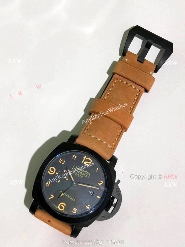Copy Panerai Luminor GMT PAM0441 Watch Black Steel 44mm 5