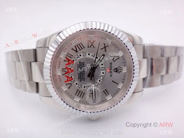 Stainless Steel Silver Dial Rolex Sky-Dweller 326939w Copy Watch w/ Working Time Zone 5