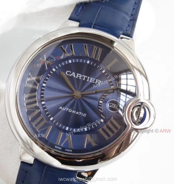 AF Factory Swiss Cartier Ballon Bleu White Dial Black Leather Strap Watch 5
