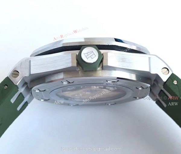 New Swiss 3120 Audemars Piguet Royal Oak Green Dial Green Rubber Band Replica Watches 5