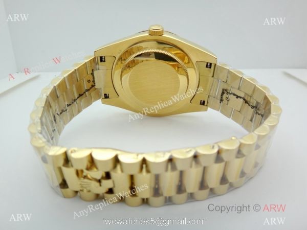 Replica Rolex Day Date Yellow Gold President Diamond Hour Marker Mens Watch 40mm 5