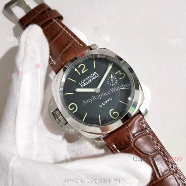 Copy Panerai PAM 368 Luminor 8 Days Black dial Watch Officine Panerai AAA watch 5