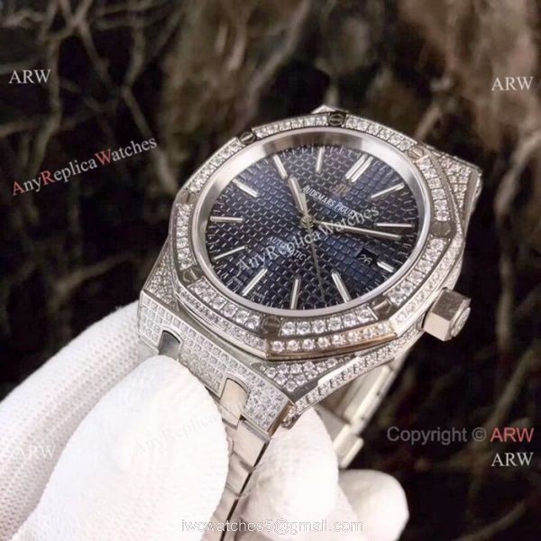 Fake Audemars Piguet Royal Oak Diamond Watches Stainless Steel Champagne Face 5