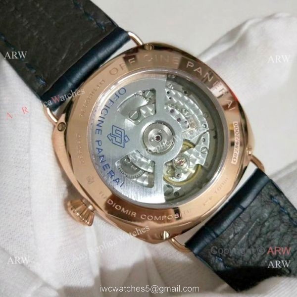 Rose Gold Panerai Radiomir GMT Rose Gold Blue Dial Watch PAM598 5