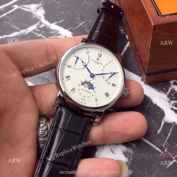 Fake Patek Philippe Geneve Complications Moonphase Copy Watch White Face 5
