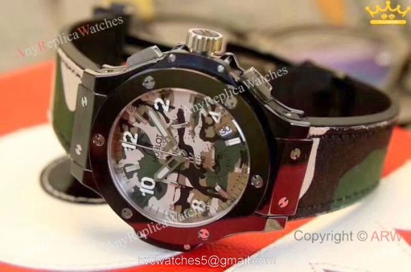High Quality Hublot Big Bang Men Watch Black Case Camouflage Dial 5