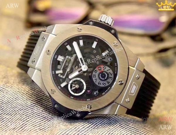 Hublot Big Bang Automatic Watch Replica SS Skeleton Dial 5