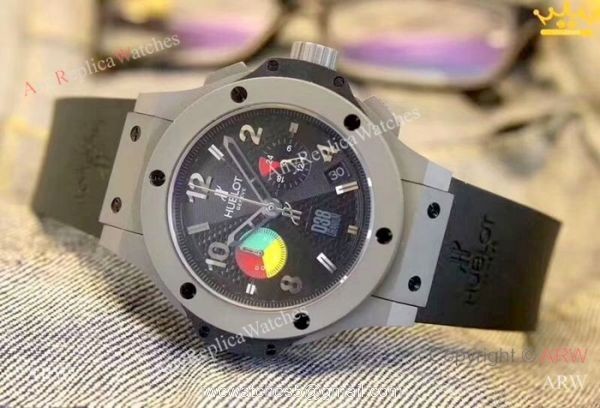 Replica Hublot Big Bang Chrono 45mm Watch Black Rubber Strap 5