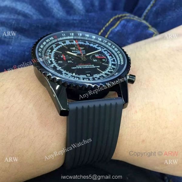 High Quality Breitling Navitimer Rubber Strap Black Case White Dial 46mm Wrist 5