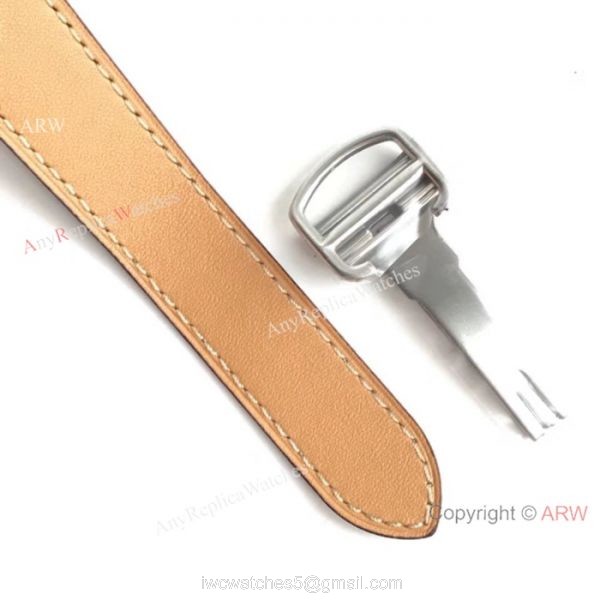 Cartier Santos Quartz Replica Watch SS Brown Leather Band 5