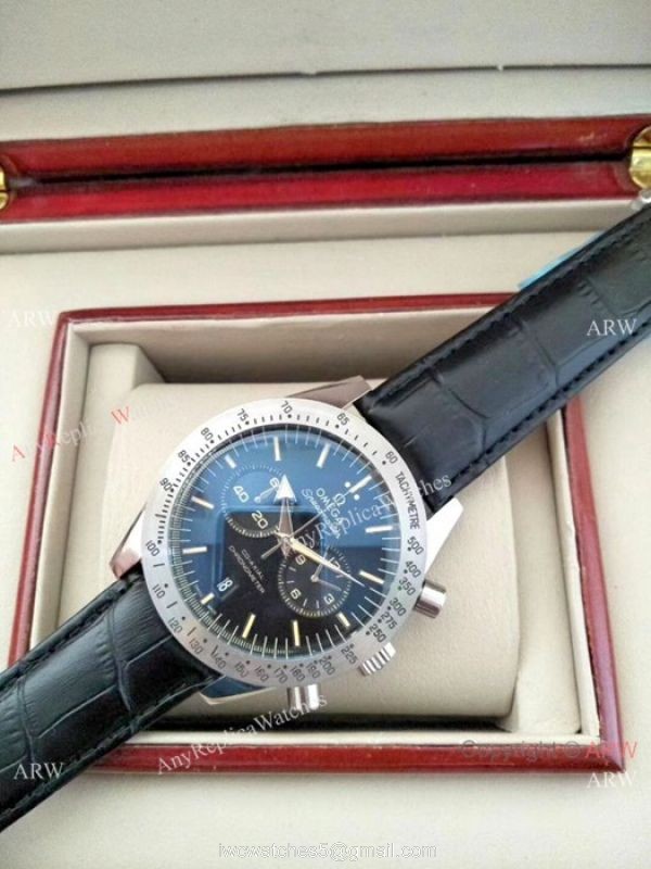 Low Price Omega Clone Watch Speedmaster SS Black Dial Chronograph Watches 5