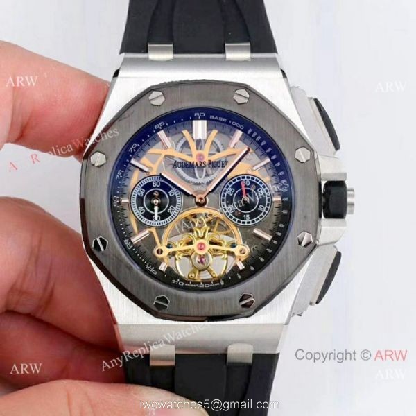 Audemars Piguet Royal Oak offshore SS Blue Face Watch Fake AP Skeleton Watch 5
