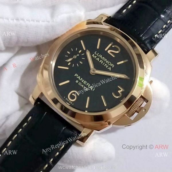 Copy Panerai Luminor Marina 8 Days Rose Gold Black Dial Watch PAM 511 5