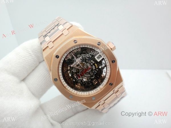 Audemars Piguet Royal Oak Rose Gold 43mm Watch / Fake AP Skeleton 5