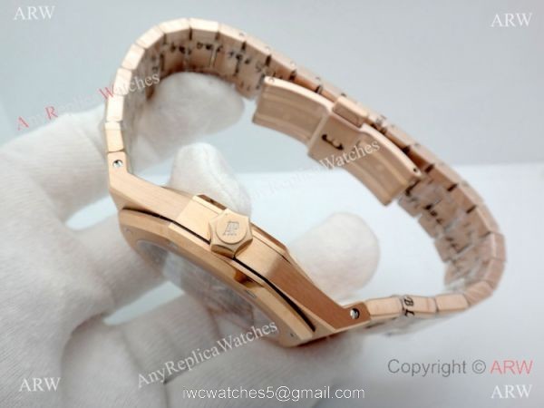 Swiss Grade Copy Audemars Piguet Royal Oak Extra-thin Openworked Rose Gold Watch 5