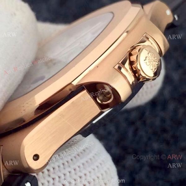 New Copy Patek Philippe Nautilus Power Reserve Rose Gold White Watches 5