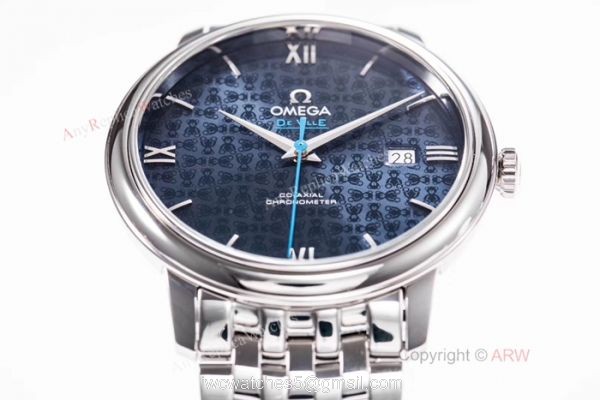 2019 Copy Omega De Ville Prestige Orbis Stainless Steel Blue Dial Swiss 2892 Watch 5