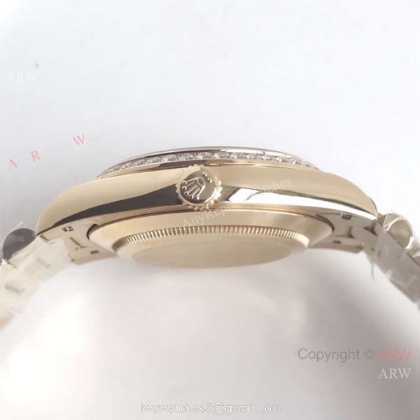 Swiss 2836 Rolex Presidential Diamond Bezel Replica Watch Day Date II Ice Out 5