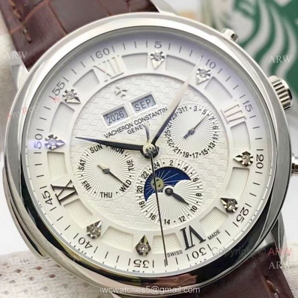 Vacheron Constantin Annual Calendar Moonphase Replica watch SS White Face 5