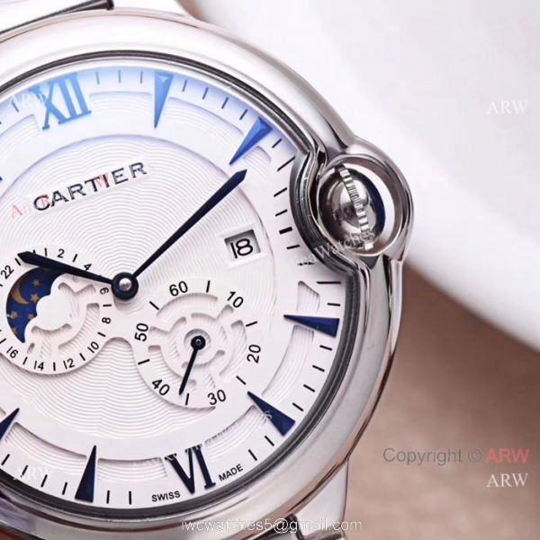 Best Quality Cartier Ballon Bleu De Moon Phase SS Automatic Replica Watch 5