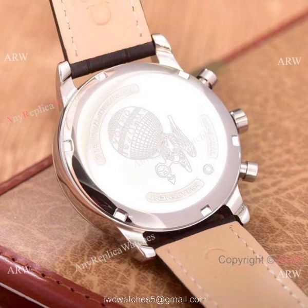 Fake Omega De Ville Chronograph Watches SS Brown Leather Strap 5