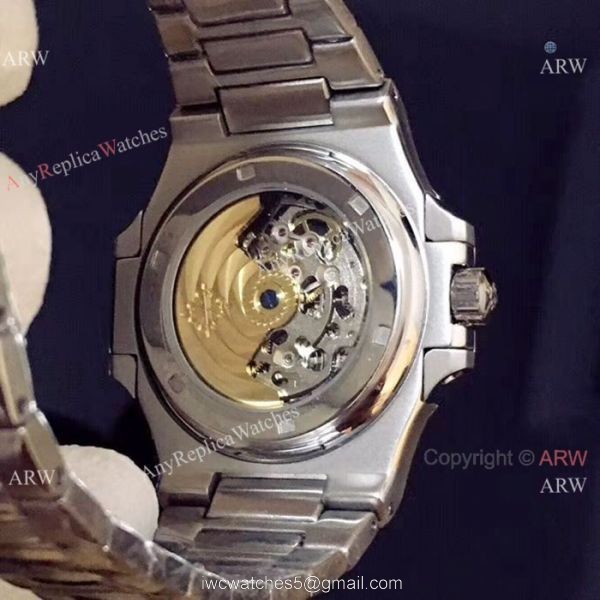 Copy Patek Philippe Nautilus Ice Out Watch Stainless Steel White Hollow 5