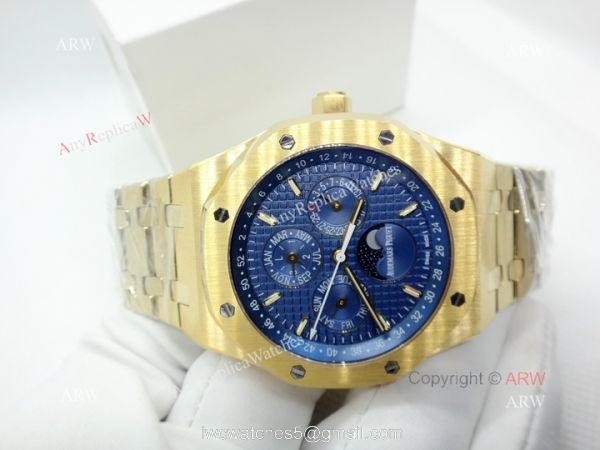 Audemars Piguet Royal Oak Perpetual Calendar Replica Watch Blue Dial Yellow Gold 5