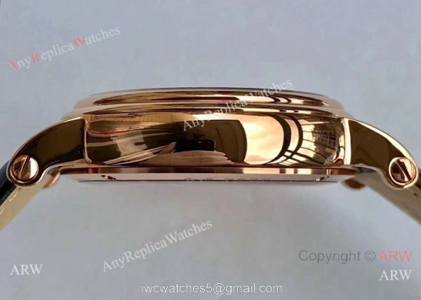 Swiss Grade Patek Philippe Power Reserve Watches Rose Gold Brown leather Strap 5