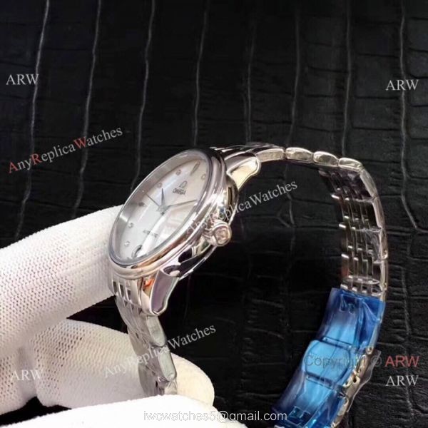 Replica Omega Women Watches Stainless Steel White Mother of Pearl Dial 5