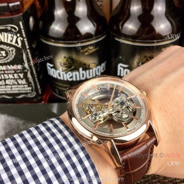 Best Replica Omega Rose Gold Hollow Dial Watches 5