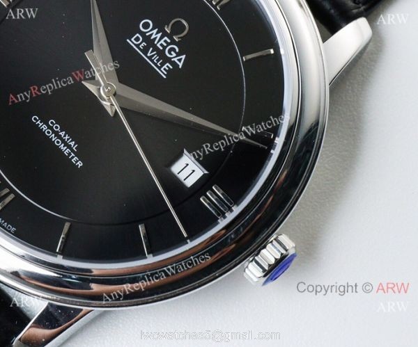 Highest Quality Copy Omega De Ville Swiss 2824 Watch SS Blue Dial 5