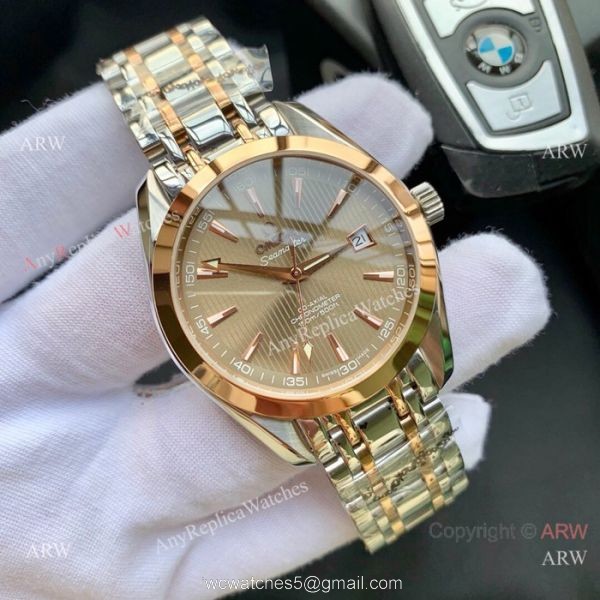 Omega Seamaster Aqua Terra Two Tone Gray Face Watches 42mm AAA Copy 5