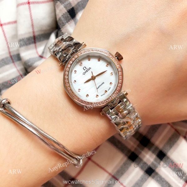 Replica Omega Women Watches Stainless Steel White MOP Dial 5
