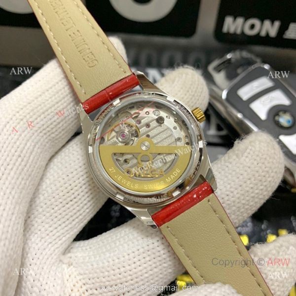 Omega Water Resistant Lady Watches Copy Gold Diamond Case 5