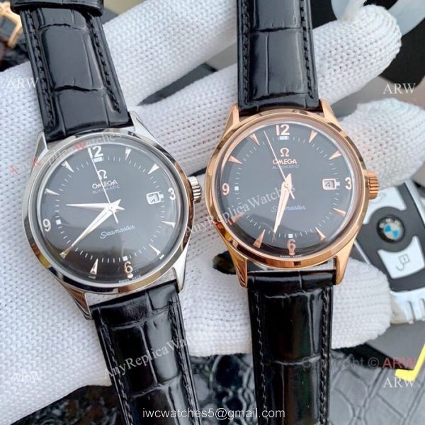 Omega Seamaster Replica Wristwatch SS Brown Leather Band 5