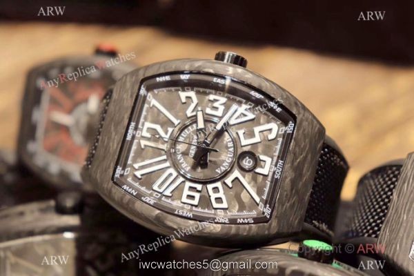 Copy Franck Muller Vanguard Automatic Watches Carbon Fibre Yellow Marker 5