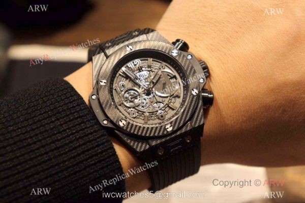 Hublot Big Bang King Chronograph Watch Black Case Rubber Strap 5