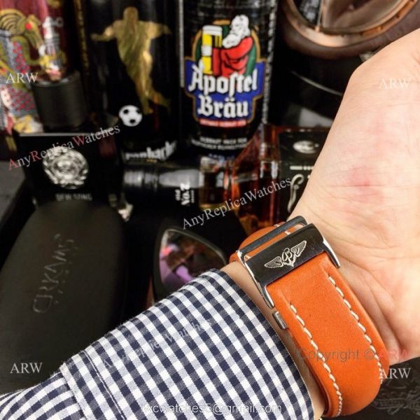 Copy Breitling COLT Chronograph Watches SS Brown Leather Strap 5