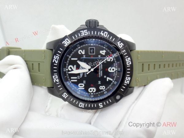 Fake Breitling Colt Skyracer Black Case Green Rubber Band Watch 5