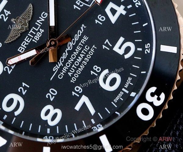 Swiss Replica Breitling Superocean II Black Dial Rose Gold Watch New 2019 5