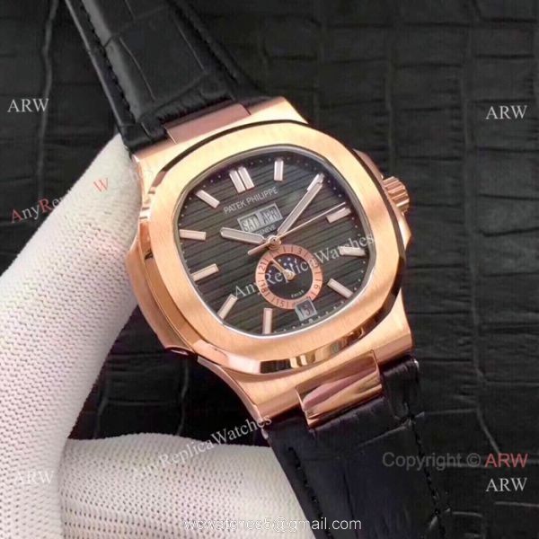 Fake Patek Philippe Nautilus Annual Calendar Rose Gold Watches 5
