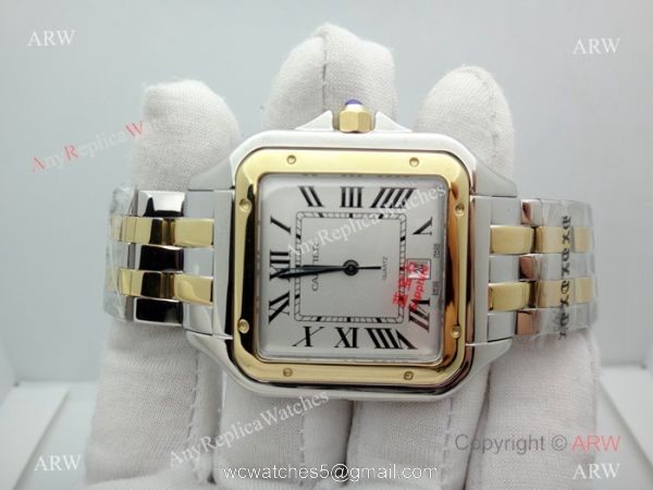 Panthere De Cartier Silver Dial Two Tone Men Watch 38mm 5