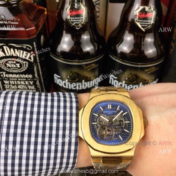 Clone Patek Philippe Skeleton Watches Two Tone Rose Gold 40mm 5