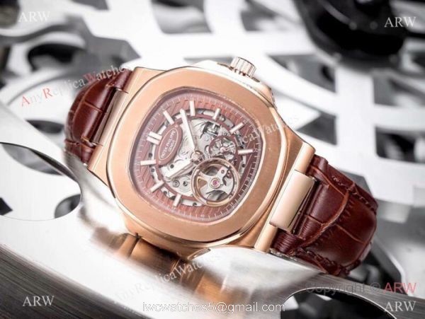 Patek Philippe Nautilus Skeleton Replica watches SS Blue Dial 5