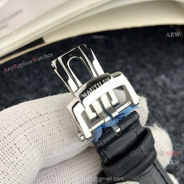 Patek Philippe Tourbillon Black Copy Watch Black Leather Strap 5