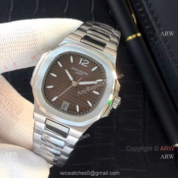 Fake Patek Philippe Nautilus Womens Watches SS Black Face QUARTZ 5
