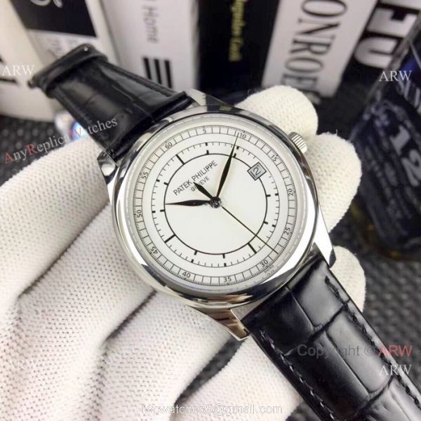 AAA Replica Patek Philippe Calatrava Watches Gold Case White Dial 5