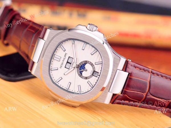 Fake Patek Philippe Nautilus Annual Calendar Man Watch Stainless Steel Blue Face 5