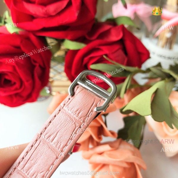 New Style Santos Cartier Watch Lady Pink Leather Strap 5